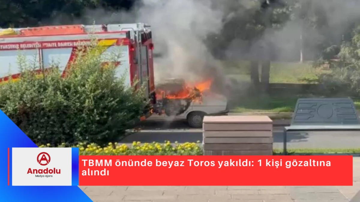TBMM önünde beyaz Toros yakıldı: 1 kişi gözaltına alındı